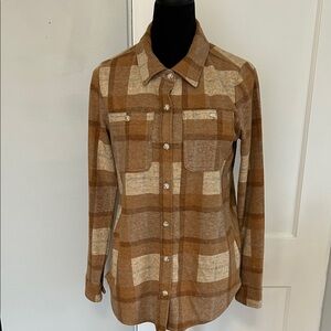 Thread & Supply Women's Tan Plaid Button Down Shirt